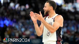 Steph Curry lost in the moment of Team USAs wild win over Serbia  Paris Olympics  NBC Sports [upl. by Asilad]