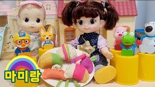 kongsuni pororo holiday playdoh puzzle toy 콩순이 뽀로로 명절 추석 클레이 송편만들기 퍼즐 실바니안 유치원 빠방 스쿨버스 장난감ㅣ마미랑 [upl. by Meyeroff213]