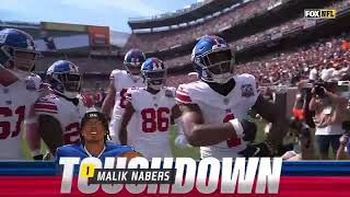 Malik Nabers UNBELIEVABLE Grab for TD Giants vs Browns Week 3 202425 NFL Season 😱 [upl. by Ahsemaj621]