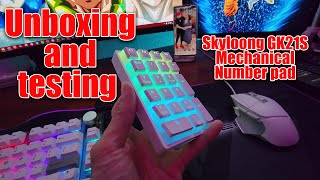 Skyloong GK21S Mechanical Numeric Keyboard Unboxing and Product test  No33 [upl. by Gurolinick]