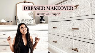 DRESSER MAKEOVER DIY with Wallpaper [upl. by Mandelbaum]