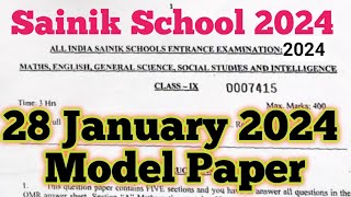 Sainik school class 9 paper 2024  Class 9 Sainik School model paper 2024 [upl. by Htebezile775]