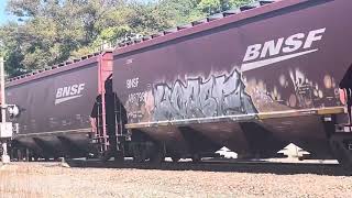 An eastbound grain coming through Parkville Missouri on the StJoe Sub [upl. by Maddock]