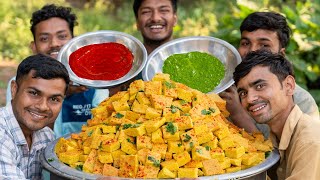 LIVE DHOKLA  Instant Live Dhokla Recipe With Chutney  Village Rasoi [upl. by Argela]