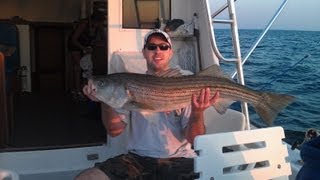 Wire Line Jigging Cape Cod Striped Bass  Part 1 [upl. by Anaujd770]