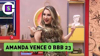 BBB 23 Amanda é a grande campeã com 689 dos votos Aline fica em 2° lugar Bruna em 3° [upl. by Llednar]