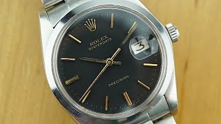 STUNNING Rolex Oysterdate Precision ref 6694  black dial  cal 1225  1974 [upl. by Airahs]