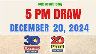 5pm Lotto Result Today December 20 2024 PCSO [upl. by Lorak]