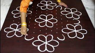 13 dots Sankranthi muggulu for 2018  pongal kolam designs with dots easy and simple rangoli [upl. by Mosnar]