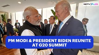 G20 Summit  PM Narendra Modi Exchanges Warm Greetings With US President Biden  NDTV Profit [upl. by Shadow]