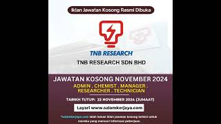 JAWATAN KOSONG TNBR NOV 2024 jawatankosong jobvacancymalaysia malaysia [upl. by Ahtaga]