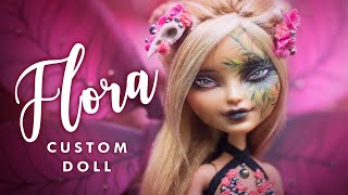 Winx Dark Flora • Halloween Collab • Ever After High Custom Doll Tutorial OOAK [upl. by Otanod348]