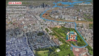 TCS London Marathon 2024 fly over the marathon 3D course map [upl. by Raknahs]