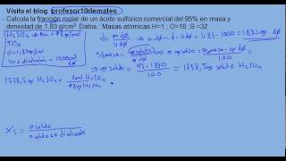 Ejercicios y problemas resueltos de disoluciones 17 fracción molar [upl. by Atram598]