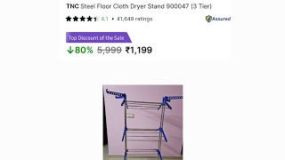 TNC Steel Floor Cloth Dryer Stand 900047 clothing best cloth dryer flipkartoffers [upl. by Rosana]