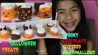 DIY Halloween Marshmallows Halloween Treats Chocolate Marshmallows [upl. by Hoenack]