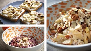 3 gesunde schnelle FRÜHSTÜCK Rezepte VEGAN [upl. by Esidnak]