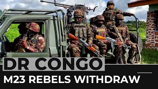 M23 rebels withdraw from parts of North Kivu in DR Congo Report [upl. by Adnik]