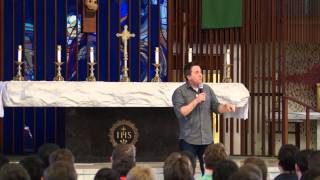 Jesuit High School Tampa Jason Evert part 1 speaking about chastity at Convocation 1 of 6 [upl. by Eelrebmik]