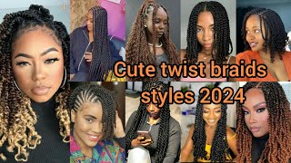 Cute twist braids hairstyles for elegant ladies  Twist hairstyles 2024  Twists for black women [upl. by Gianina]