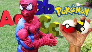 Pretend Play Pokemon BigBaby Spiderman Learning ABC Letter Alphabets [upl. by Estus]