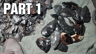 1987  Part 12  Speed Knapping 20 Obsidian Bifaces flintknapping [upl. by Oalsinatse]