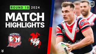 NRL 2024  Roosters v Dragons  Match Highlights [upl. by Oika]