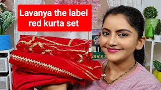 Lavanya the label red silk kurta set review  RARA  Bridal red kurta set [upl. by Dorita]