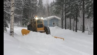 Snow Plowing with my Volvo Tractor Snow in Lappland [upl. by Tra]