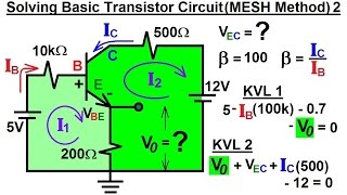 Electrical Engineering Ch 3 Circuit Analysis 35 of 37 Solving Basic Transistor Circuit MESH 2 [upl. by Skipper]