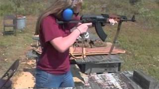 Amy Shooting AK47 Assault Rifle 762 x 39 Yugo underfolder Ak 47 Texas [upl. by Enaj92]