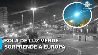 Soprendente bola de luz verde fue vista en el cielo de España y Portugal joven logra grabarlo [upl. by Einatirb]