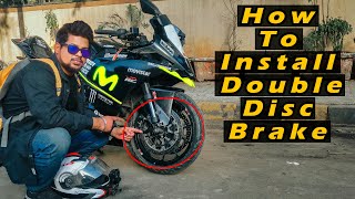 How to Install Double Disc Brake On Motorcycle  Full Details with Price List [upl. by Marlette]