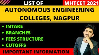 Autonomous Engineering College in Nagpur 2021  Autonomous College Fees Structure of Nagpur [upl. by End]