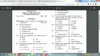 HSBTE 180745 4th Sem Civil Soil amp Foundation Engineering Previous Year Question Paper Important [upl. by Cyna]