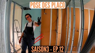 S3E12 RENOVATION GRANGE UNE BELLE ETAPE  JE POSE LE PLACO SUR TOUS MES MURS EXTERIEURS [upl. by Sirromed]