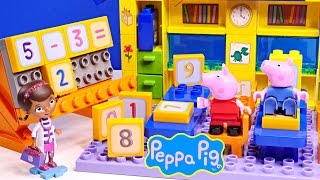 PEPPA PIG 87 Piece Mega Bloks School Learning Mathematics with Doc McStuffins Números Escuela [upl. by Guglielma578]