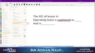 CAF 05 FAR2 Sir Adnan Rauf Zoom Meeting 1 Online Free  Crescent College  CA Pakistan Platform [upl. by Orme446]