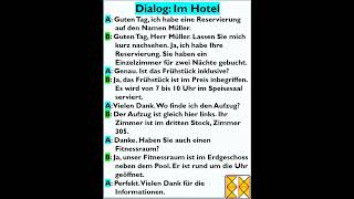 Im Hotel  Dialog A2B1  Deutsch hören dialog b1 b2 dtbb1 dtbb2 [upl. by Dix]