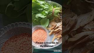 Paleng leaf and Musur Dal with dry fish mix recipePaleng shak aru Musur dali r logot shukan mach [upl. by Imoin]