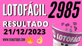 🍀 Resultado Lotofácil 2985 [upl. by Waligore]