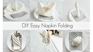 EASY Napkin Folding Tutorials for beginners [upl. by Eicyaj]