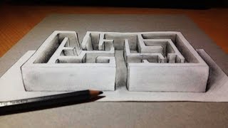 Anamorphic 3D Drawing  The labyrinth [upl. by Nivek]