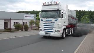 SCANIA R500 V8 OPEN PIPE SOUND SMOKE [upl. by Lorita]