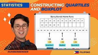 STATISTICS Constructing Box and Whiskers Plot and Quartiles in Filipino [upl. by Soble734]