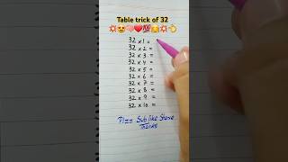 Multiplication table of 32💥😍🧠❤💯🤓 maths table multiplication tabletrick mathstricks foryou [upl. by Nicholl]