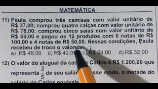 5 QUESTÕES DE CONCURSO DE MATEMÁTICA BÁSICA RESOLVIDA  SP Questão 11 até 16 [upl. by Htiekel]