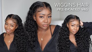 WIG INSTALL UNDER 10 MINS PRE EVERYTHING BRAIDED LOOSE DEEP WAVE WIG  SAVE UR TIME  WIGGINS HAIR [upl. by Ahsat876]