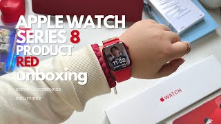 Apple Watch Series 8 PRODUCT RED ♡  Unboxing Setup amp Accessories [upl. by Zetrok]