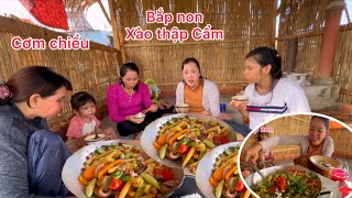 Dọn căn chòi nhỏ  Khai trương bếp mới hái Bắp Non Xào Thập Cẩm bữa cơm cùng gia đìnhngocmaivlog [upl. by Llenrup]